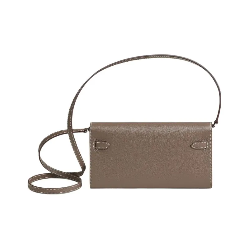 HERMES Kelly To Go Epsom Leather Wallet Women's 18 Etoupe Elephant Gray-1