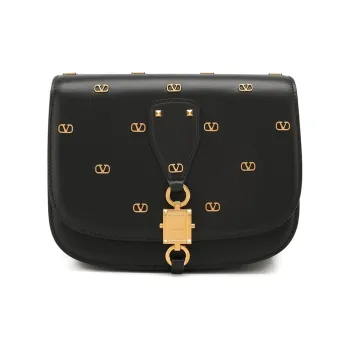 Valentino Calfskin Saddle Bag Shoulder Bag Crossbody Bag Regular Women's Black