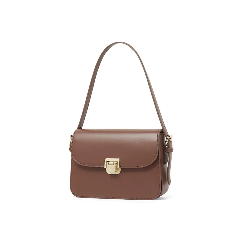 TUCANO PU Small Square Saddle Bag, Shoulder Bag, Handbag Small Size Women's Dark Brown-3