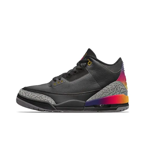 J Balvin x Jordan Air Jordan 3 Cushioning Wear Resistant High Top Basketball Shoes Men's Black