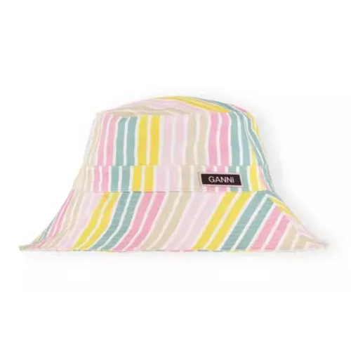 GANNI Stripe Recycled Tech Bucket Hat