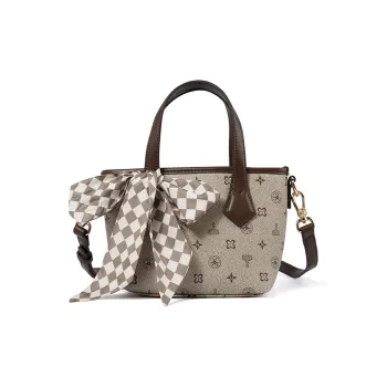 TUCANO PVC Leather PU Leather Bucket Bag Handbag Medium Size Women's Dark Gray/Coffee