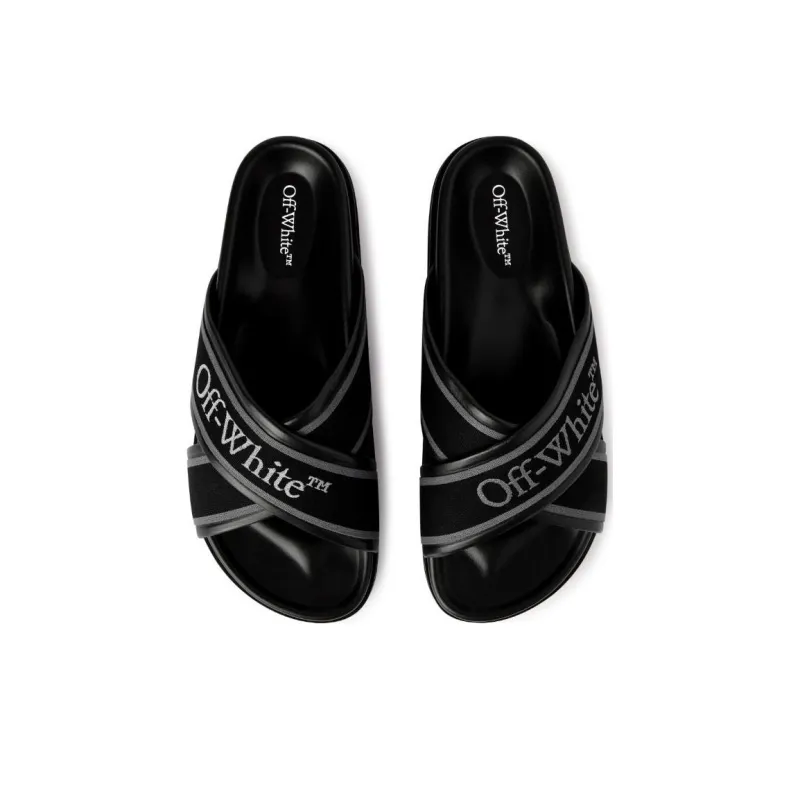 OFF WHITE Cloud Logo strap Crossover Slides-3