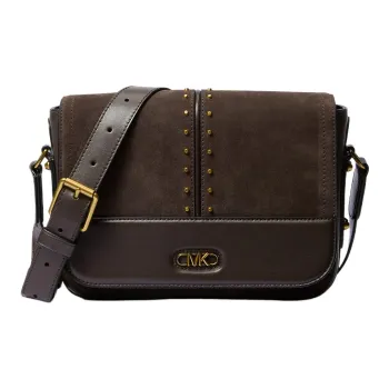 MICHAEL KORS Astor Suede Bonded Leather Messenger Bag Shoulder Bag Crossbody Bag Medium Size Men's Brown