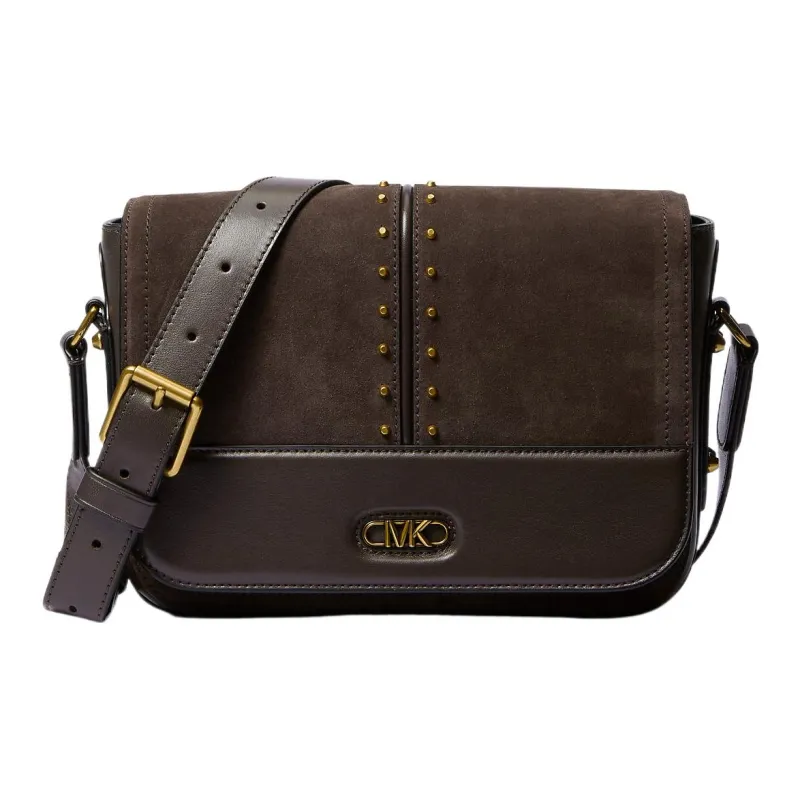 MICHAEL KORS Astor Suede Bonded Leather Messenger Bag Shoulder Bag Crossbody Bag Medium Size Men's Brown-0