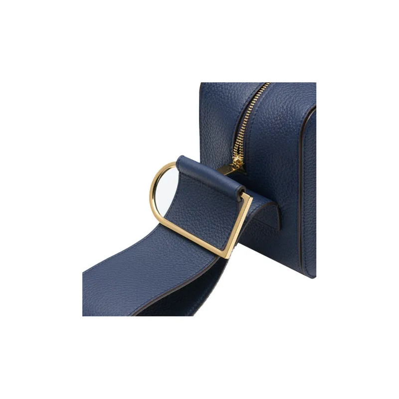 Delvau Cool Bo Grained Calfskin Shoulder Bag Crossbody Bag Handbag Medium Size Women's Dark Blue-5