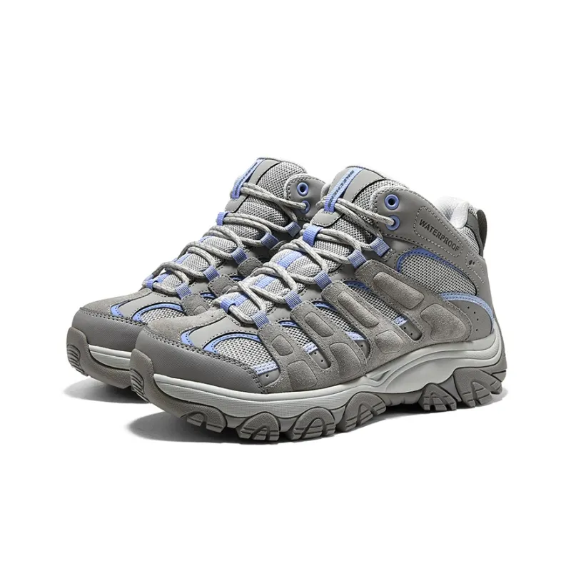 Skechers Slip Resistant And Breathable Mid Top Outdoor Shoes Women's Gray Blue-3