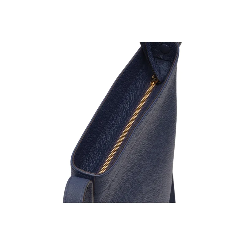 Delvau Pin Daily Chain Grain Soft Calfskin Bucket Bags Shoulder Bag Crossbody Bag Women's Dark Blue-5