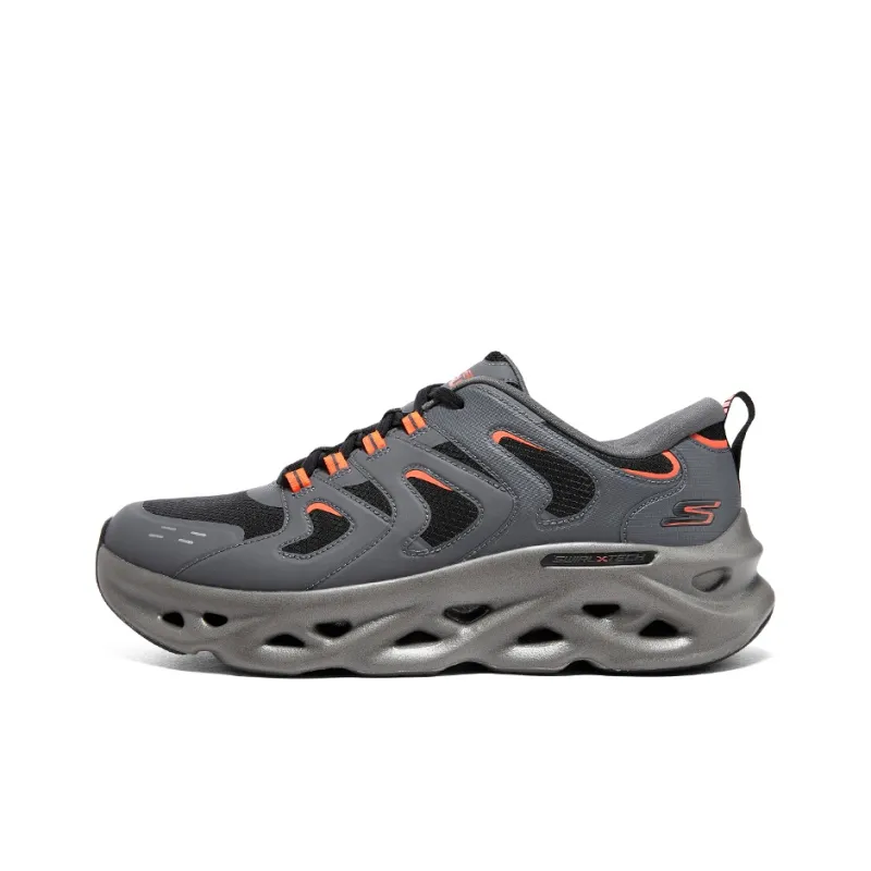 Skechers Anti Slip Wear Resistant Low Top Running Shoes Men's Gray Black-0