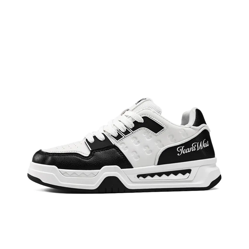 JEANSWEST Black And White Panda Shoes Height Increasing Wear-Resistant Slip-Resistant Low-Top Skateboard Shoes Men's-1