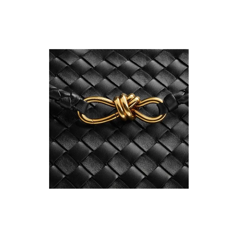 Bottega Veneta Andiamo Series Sheepskin Shoulder Bag Crossbody Bag Handbag Medium Size Women's Black-4