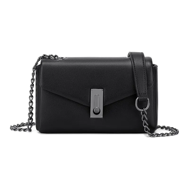 Simvay Clos Cow Leather Shoulder Bag Crossbody Bag Small Square Bag Shoulder Bag Small Size Women's Black/Ecru-1