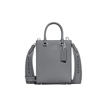COACH Cow Leather Tote Bag, Shopping Bag, Handbag Trumpets Women's Gray