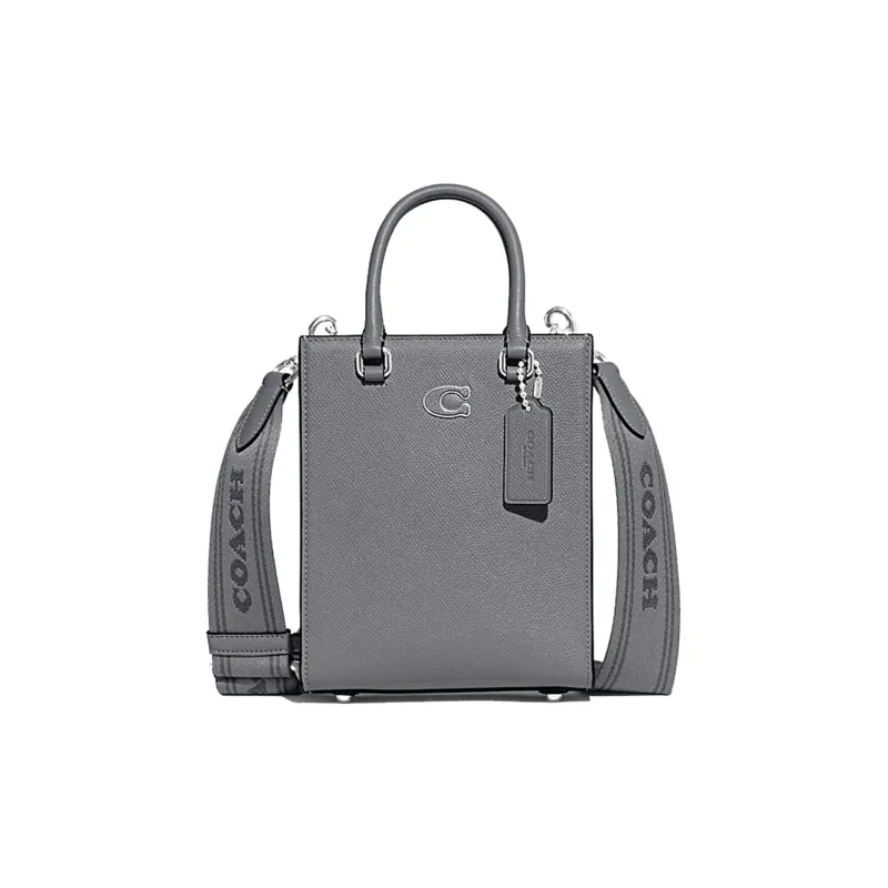 COACH Cow Leather Tote Bag, Shopping Bag, Handbag Trumpets Women's Gray-0