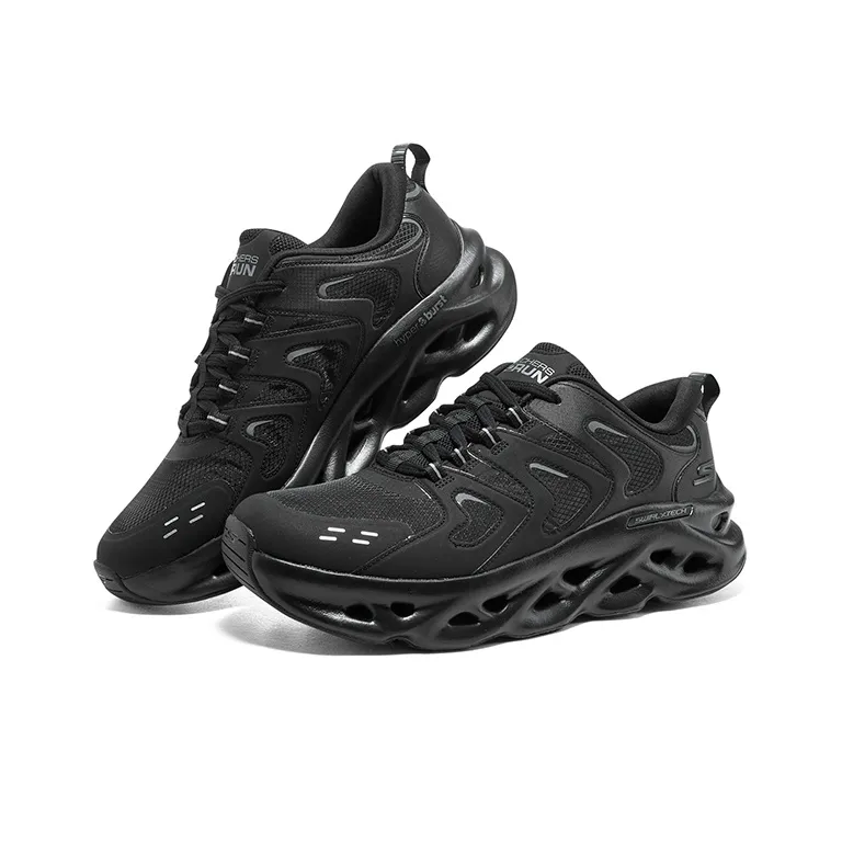Skechers Anti Slip Wear Resistant Low Top Running Shoes Men's All Black-3