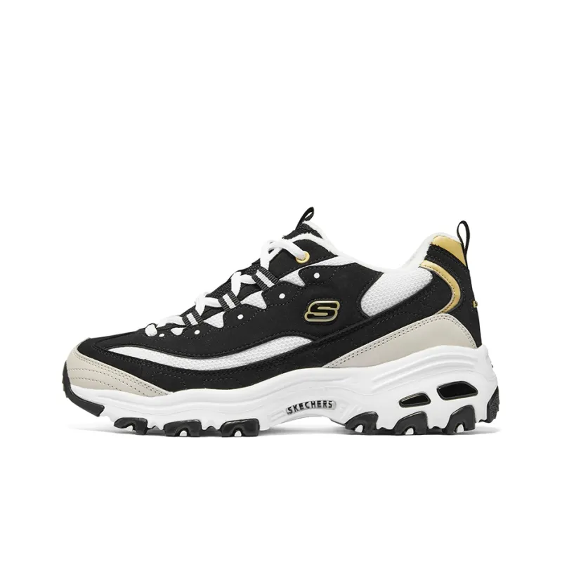 Skechers D'LITES 1.0 D'LITES Anti Slip Wear Resistant Low Top Chunky Sneakers Women's Black White-0