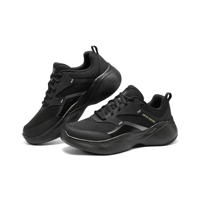 Skechers Cushioned Wear Resistant Impact Resistant Low Top Running Shoes Men's Black-3