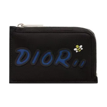 DIOR Nylon Coin Purses Card Holders Men's Black