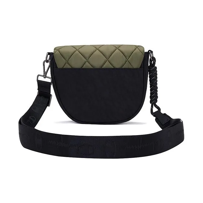 Champion Fabric Saddle Bag Small Crossbody Bag Small Size Unisex Cypress Green/Wheat Umber/Black-4