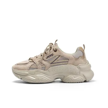 Jeep Height Increasing Abrasion Resistant Breathable Slip Resistant Low Top Chunky Sneakers Women's Light Gray