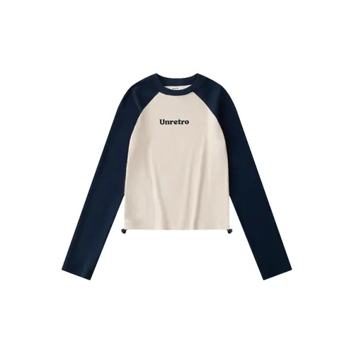 UNRETRO T-Shirts Women's Navy Blue Off-White