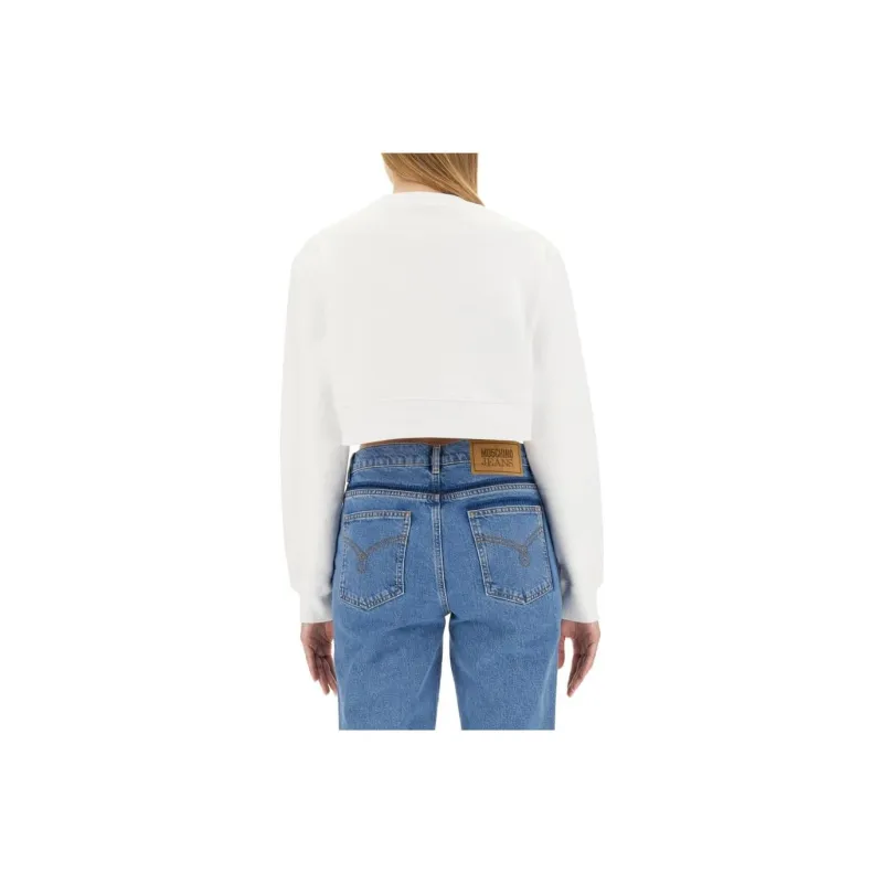 MOSCHINO Logo Printed Cropped Sweatshirt-1