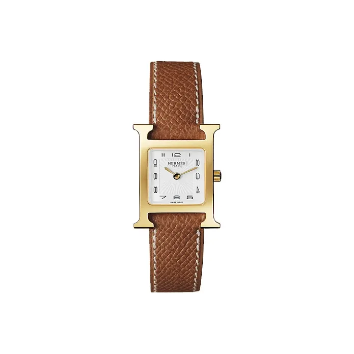 HERMES Calfskin Watch Refurbishing 25mm Unisex Chestnut Gold WKB0061WK37103-1