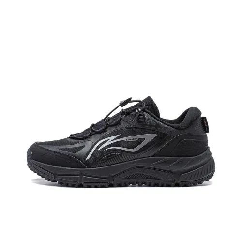 LiNing Slip Resistant Low Top Water Repellent Technology Running Shoes Men's Black
