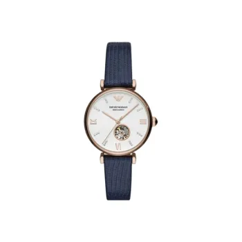 EMPORIO ARMANI Stars Collection Wrist Watch Mechanical Movement Leather Watch Bands Cut Out Dial Women's Watch