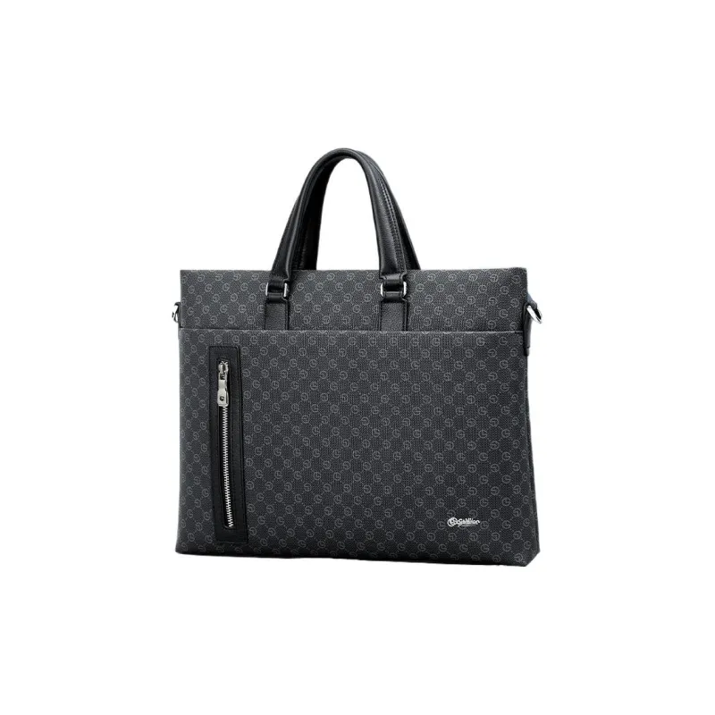 GOLDLION PVC Laptop Bag Handbag Large Size Men's Black-2