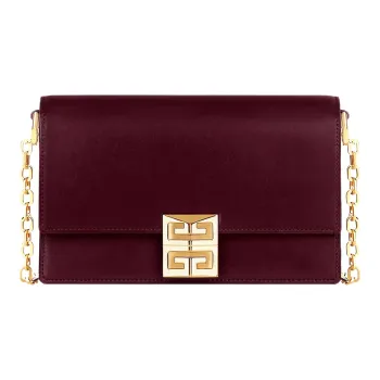 GIVENCHY 4G Smooth Box Calfskin Shoulder Bag Crossbody Bag Small Size Women's Ox Blood Red