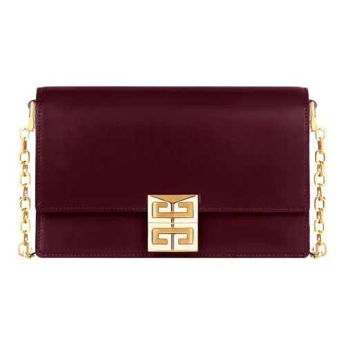 GIVENCHY 4G Smooth Box Calfskin Shoulder Bag Crossbody Bag Small Size Women's Ox Blood Red