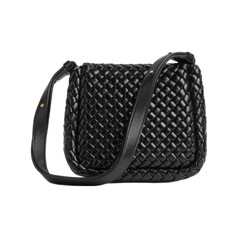Bottega Veneta Sheepskin Crossbody Bag, Shoulder Bag Women's Black-2