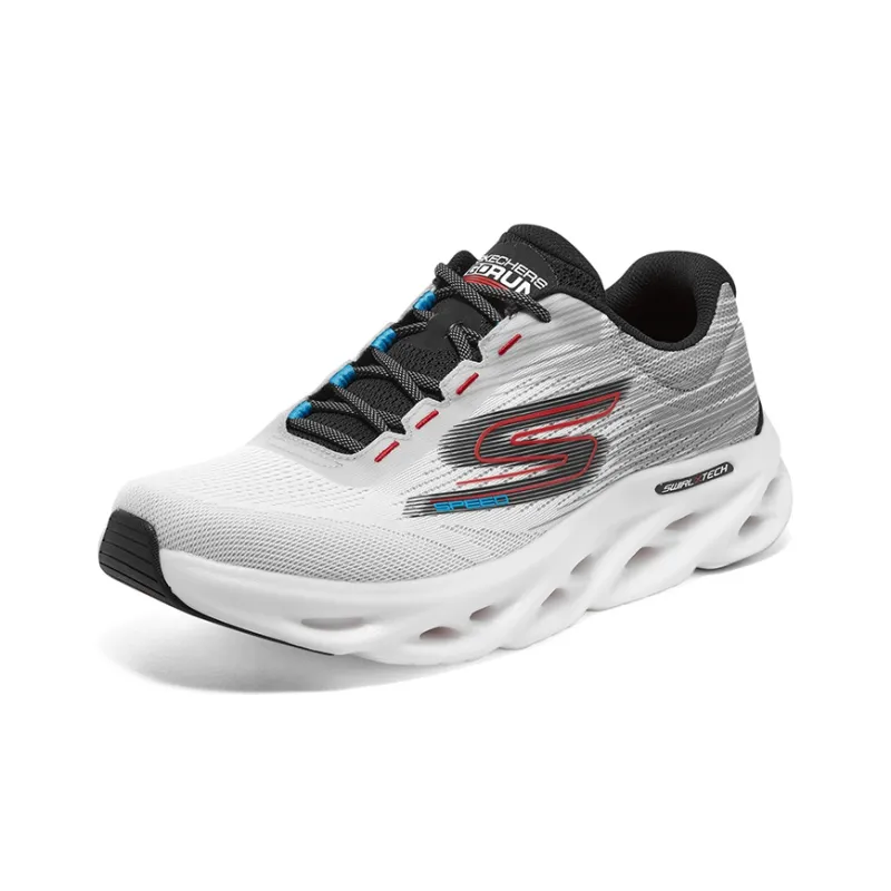 Skechers GO RUN Swirl Tech Speed Cushioning Wear Resistant Low Top Running Shoes Men's White Gray-2