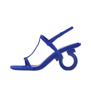 FERRAGAMO Elina Strap Sandals 7cm Women's Blue