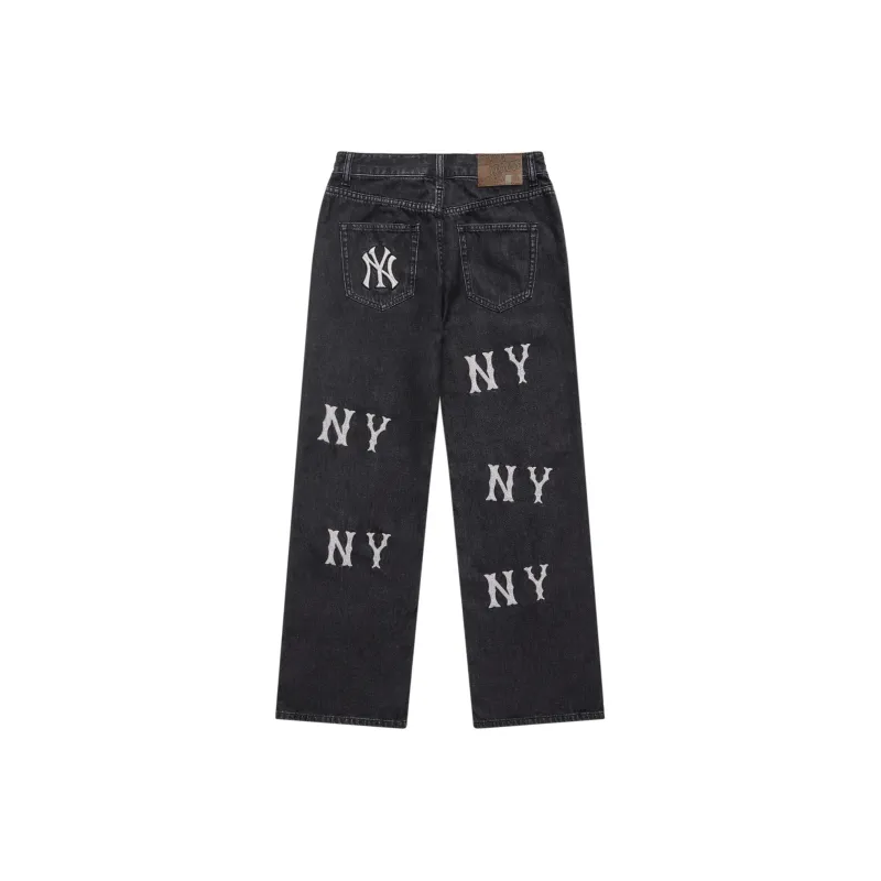 MLB Wide Leg Jeans Pants Women's Black-1