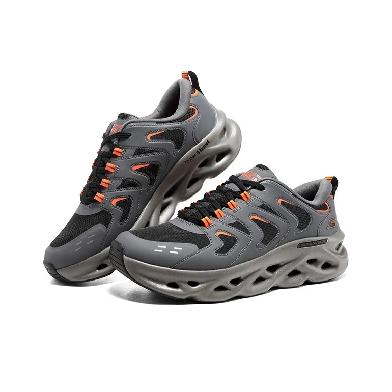 Skechers Anti Slip Wear Resistant Low Top Running Shoes Men's Gray Black-3