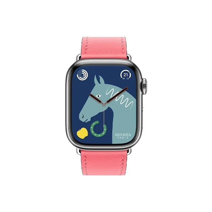 HERMES Calfskin Watch Refurbishing 41mm Unisex Camellia Pink H077051CJ8W-1