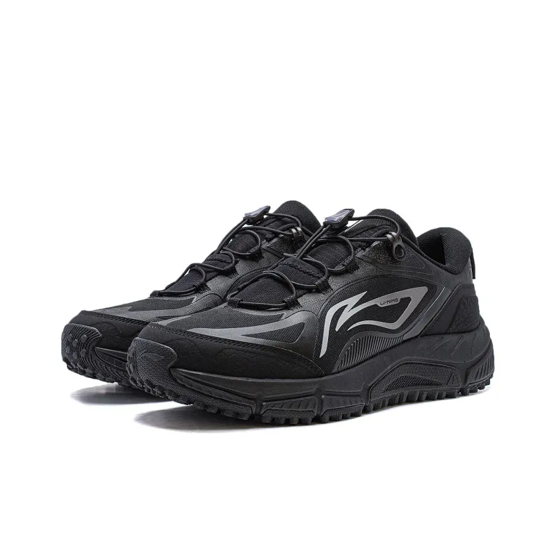 LiNing Slip Resistant Low Top Water Repellent Technology Running Shoes Men's Black-2