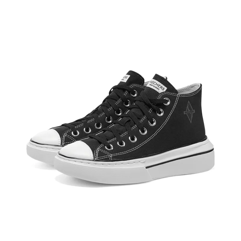 Skechers Anti Slip Wear Resistant Low Top Canvas Shoes Women's Black White-3