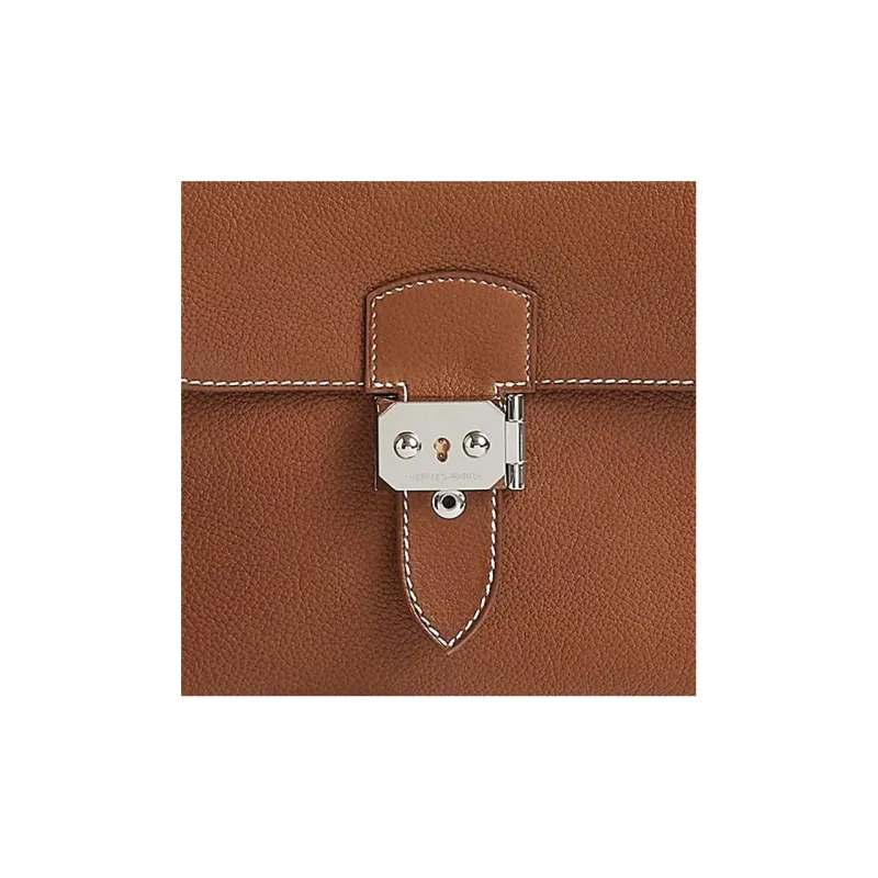 HERMES Sac A Depeches Barenia Faubourg Calfskin Messenger Bag, Crossbody Bag, Shoulder Bag Men's 34 Fauve Light Tawny-4