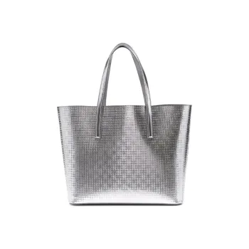 GIVENCHY Cow Leather Tote Bag Shopping Bag Handbag Unisex Silver