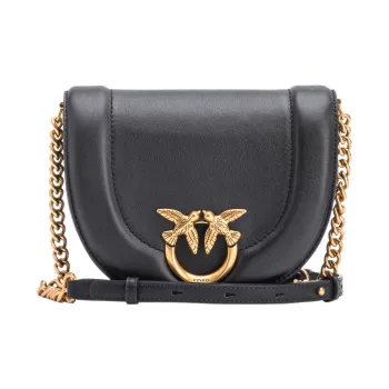 PINKO Cow Leather Shoulder Bag, Crossbody Bag Mini Women's Black