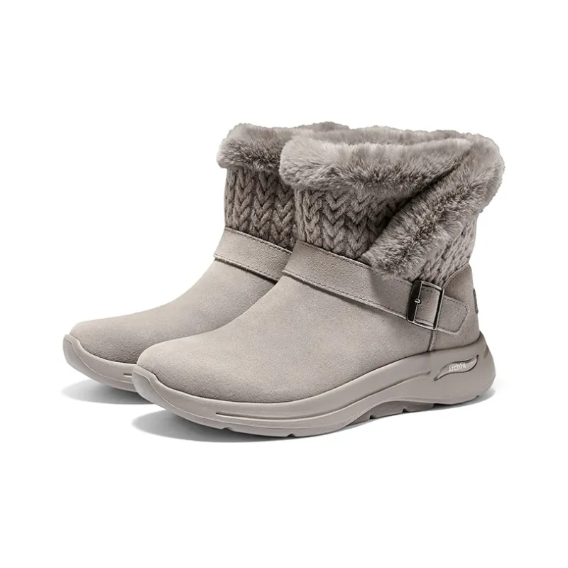 Skechers Go Walk Arch Fit Abrasion Resistant Thermal Knee High Snow Boots Women's Taupe-3