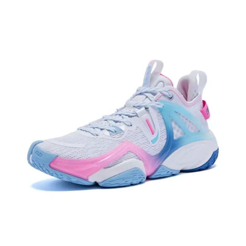 QIAODAN Slip Resistant High Top Basketball Shoes Men's Jordan White Cirrus Blue-1