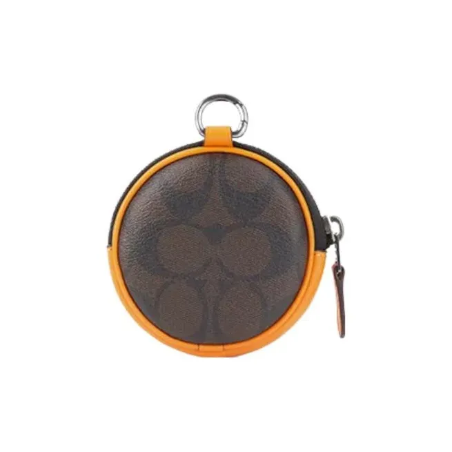 COACH PVC Coin Purse Women's Redwood/Bright Citrus Orange-1