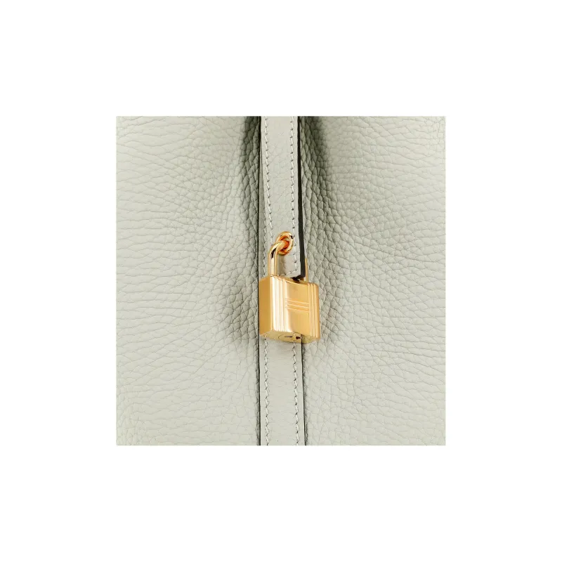 HERMES Picotin Lock Clemence Bullock Leather Basket Bag Handbag 18 Women's 0W Snow Gray Crystal Gray-6