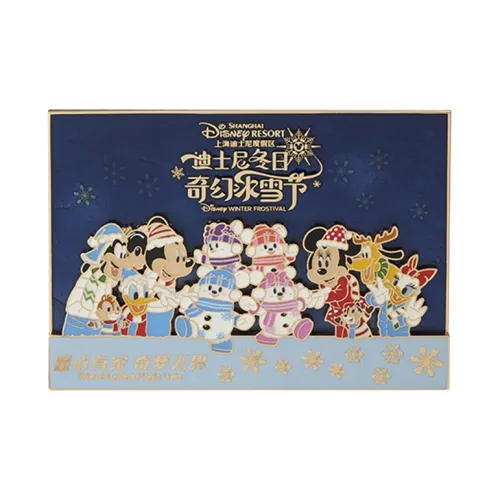 Disney Mickey Donald Duck Minnie Goofy Pluto 2022 Winter Fantasy Snow Festival Badge Greeting Card IP Merch