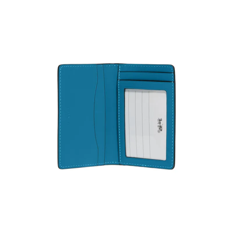COACH Id Zip Wallet Calfskin Card Holder Wallet Men's Blue-1
