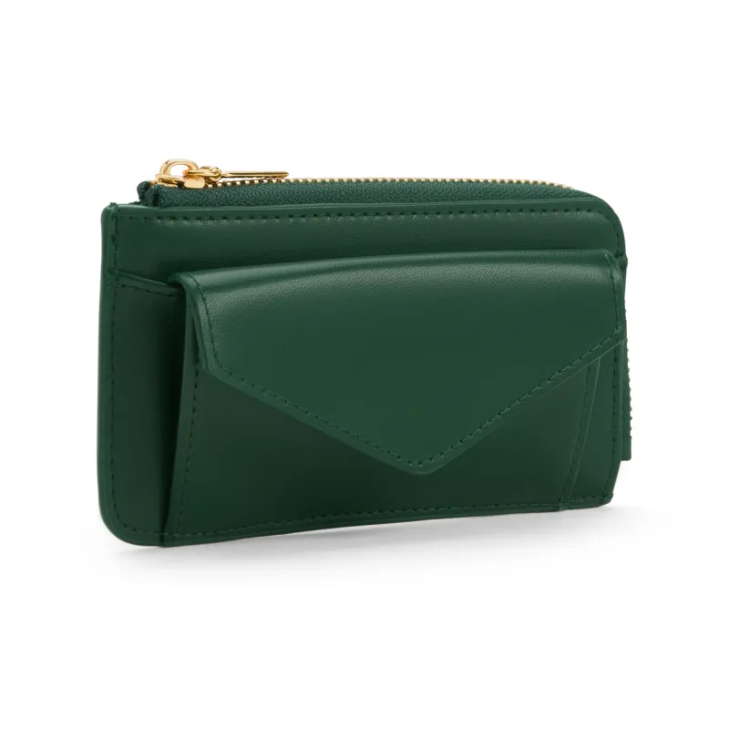 CHARLES&KEITH PU Textile Embossed Leather Wallets Card Holders Mini Women's Dark Green/Black/Blue/Pearl Pearl-1